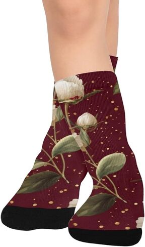 جوارب الفاوانيا للمشي لمسافات طويلة باللون الأحمر والأبيض - جوارب شتوية حرارية سميكة دافئة للأطفال الصغار للأولاد والبنات للمدرسة، والارتداء اليومي والأنشطة الخارجية in Kuwait