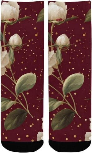 جوارب الفاوانيا للمشي لمسافات طويلة باللون الأحمر والأبيض - جوارب شتوية حرارية سميكة دافئة للأطفال الصغار للأولاد والبنات للمدرسة، والارتداء اليومي والأنشطة الخارجية in Kuwait