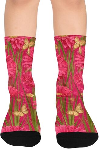 جوارب جربر فراشات حمراء للمشي لمسافات طويلة - جوارب شتوية حرارية سميكة دافئة للأولاد والبنات للمدرسة، والارتداء اليومي والأنشطة الخارجية in Kuwait