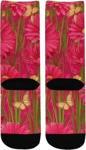 جوارب جربر فراشات حمراء للمشي لمسافات طويلة - جوارب شتوية حرارية سميكة دافئة للأولاد والبنات للمدرسة، والارتداء اليومي والأنشطة الخارجية in Kuwait