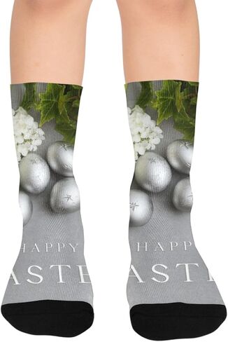 جوارب المشي لمسافات طويلة على شكل بيضة عيد الفصح الفضية - جوارب شتوية حرارية سميكة دافئة للأطفال الصغار للأولاد والبنات للمدرسة، والارتداء اليومي والأنشطة الخارجية in Kuwait