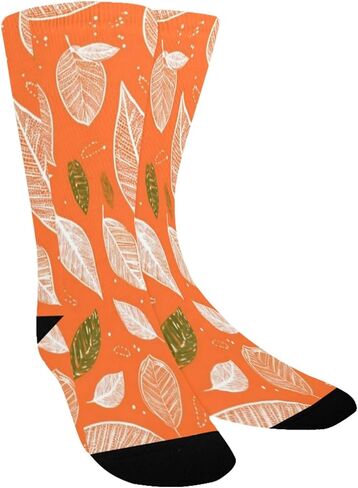 جوارب المشي لمسافات طويلة باللون البرتقالي من Citrus Leaf Art - جوارب شتوية حرارية سميكة دافئة للأولاد والبنات للمدرسة، والارتداء اليومي والأنشطة الخارجية in Kuwait