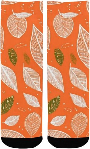 جوارب المشي لمسافات طويلة باللون البرتقالي من Citrus Leaf Art - جوارب شتوية حرارية سميكة دافئة للأولاد والبنات للمدرسة، والارتداء اليومي والأنشطة الخارجية in Kuwait