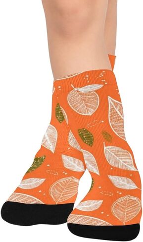 جوارب المشي لمسافات طويلة باللون البرتقالي من Citrus Leaf Art - جوارب شتوية حرارية سميكة دافئة للأولاد والبنات للمدرسة، والارتداء اليومي والأنشطة الخارجية in Kuwait