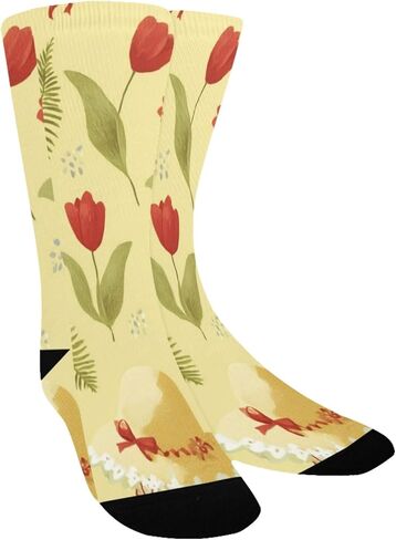 جوارب توليب كيك بلوم للتنزه سيرًا على الأقدام باللون الأصفر - جوارب شتوية حرارية سميكة دافئة للأولاد والبنات للمدرسة، والارتداء اليومي والأنشطة الخارجية in Kuwait