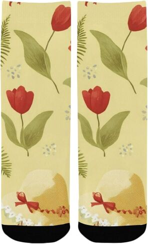 جوارب توليب كيك بلوم للتنزه سيرًا على الأقدام باللون الأصفر - جوارب شتوية حرارية سميكة دافئة للأولاد والبنات للمدرسة، والارتداء اليومي والأنشطة الخارجية in Kuwait