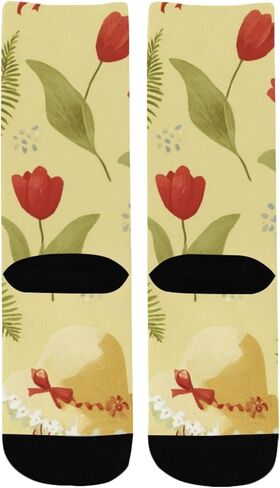 جوارب توليب كيك بلوم للتنزه سيرًا على الأقدام باللون الأصفر - جوارب شتوية حرارية سميكة دافئة للأولاد والبنات للمدرسة، والارتداء اليومي والأنشطة الخارجية in Kuwait