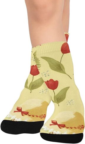 جوارب توليب كيك بلوم للتنزه سيرًا على الأقدام باللون الأصفر - جوارب شتوية حرارية سميكة دافئة للأولاد والبنات للمدرسة، والارتداء اليومي والأنشطة الخارجية in Kuwait