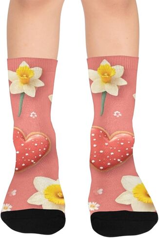 جوارب للمشي لمسافات طويلة على شكل قلوب حمراء - جوارب شتوية حرارية سميكة دافئة للأطفال الصغار للأولاد والبنات للمدرسة، والارتداء اليومي والأنشطة الخارجية in Kuwait