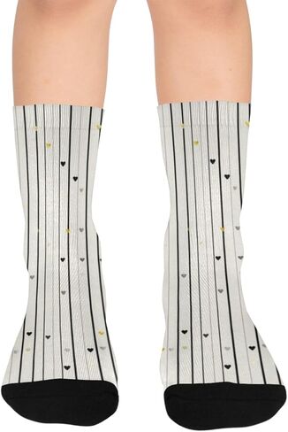 جوارب مخططة على شكل قلب رمادي للمشي لمسافات طويلة - جوارب شتوية حرارية سميكة دافئة للأولاد والبنات الصغار للمدرسة، والارتداء اليومي والأنشطة الخارجية in Kuwait