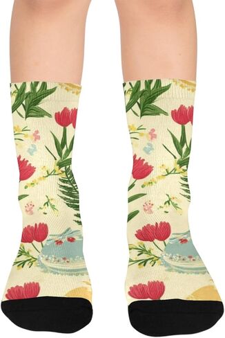 جوارب Fern Tulip Art للمشي لمسافات طويلة - جوارب شتوية حرارية سميكة دافئة للأطفال الصغار للأولاد والبنات للمدرسة، والارتداء اليومي والأنشطة الخارجية in Kuwait