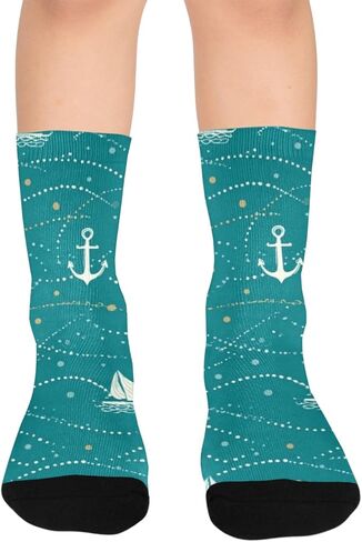 جوارب للمشي لمسافات طويلة على شكل قارب مرساة - جوارب شتوية حرارية سميكة دافئة للأولاد والبنات للمدرسة، والارتداء اليومي والأنشطة الخارجية in Kuwait