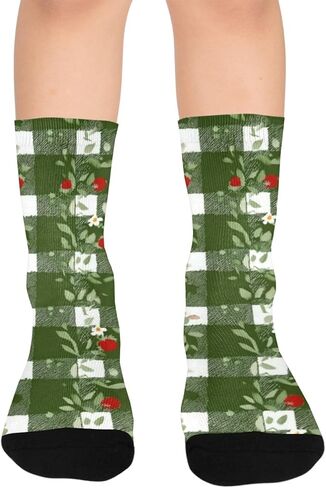 جوارب المشي لمسافات طويلة من القماش القطني باللون الأخضر - جوارب شتوية سميكة دافئة للأولاد والبنات الصغار للمدرسة، والارتداء اليومي والأنشطة الخارجية in Kuwait