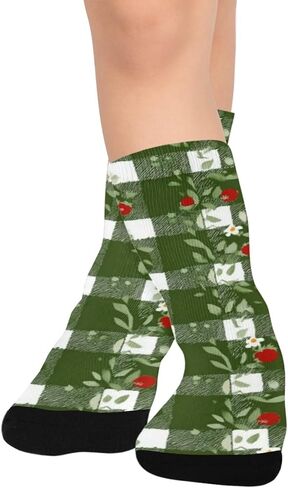 جوارب المشي لمسافات طويلة من القماش القطني باللون الأخضر - جوارب شتوية سميكة دافئة للأولاد والبنات الصغار للمدرسة، والارتداء اليومي والأنشطة الخارجية in Kuwait