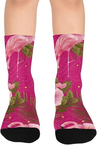جوارب Flamingo Hibiscus Bloom Pink للمشي لمسافات طويلة - جوارب شتوية سميكة دافئة للأولاد والبنات للمدرسة، والارتداء اليومي والأنشطة الخارجية in Kuwait