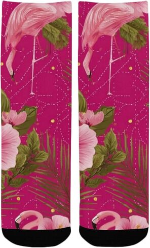 جوارب Flamingo Hibiscus Bloom Pink للمشي لمسافات طويلة - جوارب شتوية سميكة دافئة للأولاد والبنات للمدرسة، والارتداء اليومي والأنشطة الخارجية in Kuwait