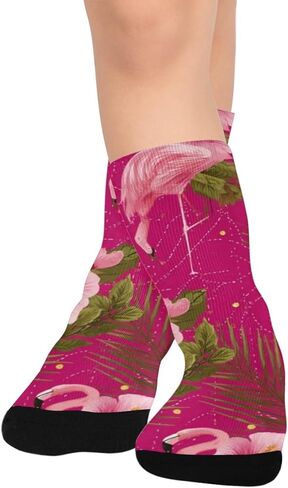 جوارب Flamingo Hibiscus Bloom Pink للمشي لمسافات طويلة - جوارب شتوية سميكة دافئة للأولاد والبنات للمدرسة، والارتداء اليومي والأنشطة الخارجية in Kuwait