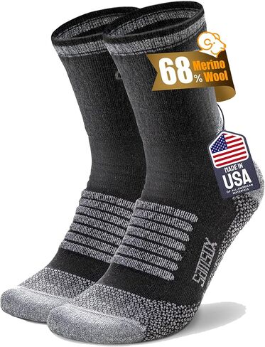 SAMSOX Merino Wool Hiking Socks, Made in USA - 68% Merino Wool & Moisture Wicking, Lightweight 3/4 Crew Socks for Men & Women in Kuwait