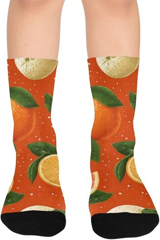 جوارب المشي لمسافات طويلة باللون البرتقالي والليموني - جوارب شتوية حرارية سميكة دافئة للأولاد والبنات الصغار للمدرسة، والارتداء اليومي والأنشطة الخارجية in Kuwait