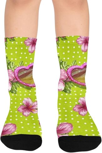 جوارب المشي لمسافات طويلة باللون الوردي الاستوائية - جوارب شتوية سميكة دافئة للأولاد والبنات للمدرسة، والارتداء اليومي والأنشطة الخارجية in Kuwait