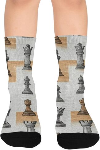 جوارب المشي لمسافات طويلة بنمط الشطرنج الكلاسيكي - جوارب شتوية حرارية سميكة دافئة للأولاد والبنات الصغار للمدرسة، والارتداء اليومي والأنشطة الخارجية in Kuwait