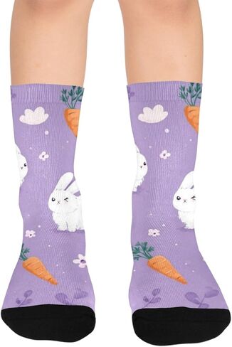 جوارب المشي لمسافات طويلة بتصميم أرنب غريب الأطوار - جوارب شتوية حرارية سميكة دافئة للأولاد والبنات للمدرسة، والارتداء اليومي والأنشطة الخارجية in Kuwait