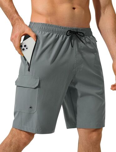 SILKWORLD Mens Swim Trunks 9 inch Quick Dry Bathing Suit with Mesh Liner Long Swimming Beach Shorts with Zipper Pockets in Kuwait