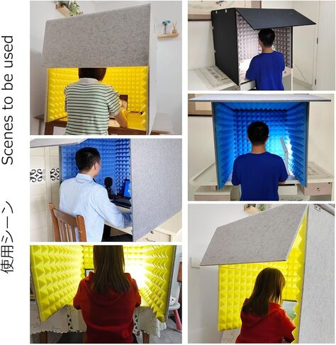 Sound Proof Foam Panels, 80 * 80 * 80CM Portable Soundproof Booth, Recording Booth for Home Studio, 50cm 25 Wedge tip Diffuser with USB LED Light, Isolation Diffuser | Noise A,Grey in Saudi Arabia
