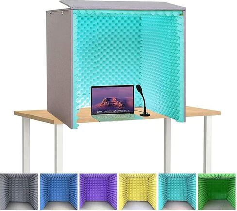 Desktop Soundproof Cover,Self Made Portable Sound Recording Vocal Booth Box,Music Studio Bedroom Home, Decreasing Noise,for Recording Studio, Podcasts, Singing, and Broadcasti,Blue in Saudi Arabia