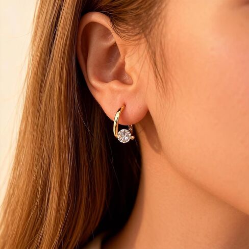 Lymphatic Drainage Slimming Hoop Earrings, Rhinestone Hoop Flysmus Halolux Lymphvity Germanium Earrings Lymphatic Acupuncture Earrings Fashion Jewelry Gift For Women Girls in Kuwait