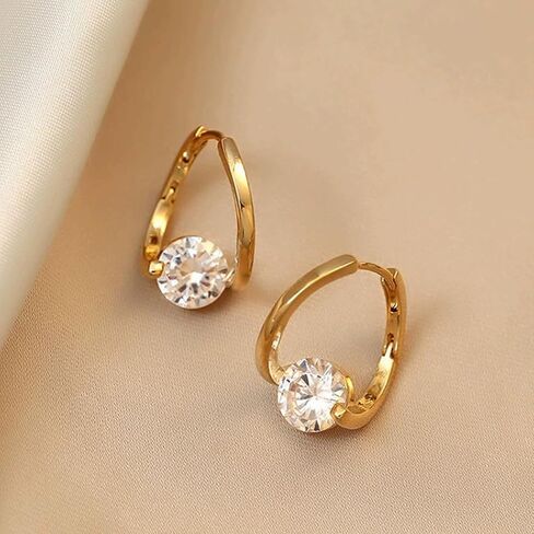 Lymphatic Drainage Slimming Hoop Earrings, Rhinestone Hoop Flysmus Halolux Lymphvity Germanium Earrings Lymphatic Acupuncture Earrings Fashion Jewelry Gift For Women Girls in Kuwait