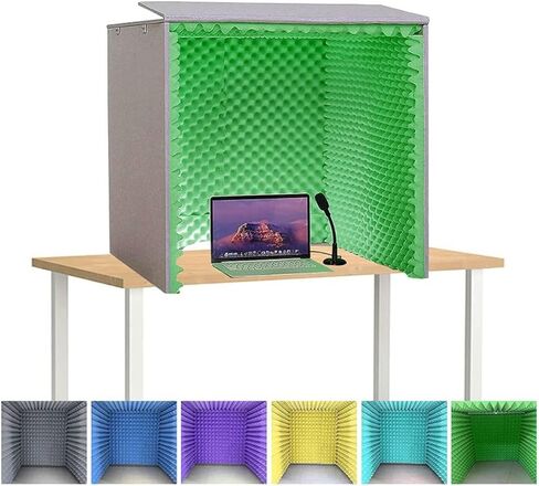 Desktop Soundproof Cover,Self Made Portable Sound Recording Vocal Booth Box,Music Studio Bedroom Home, Decreasing Noise,for Recording Studio, Podcasts, Singing, and Broadcasti,Green in Saudi Arabia