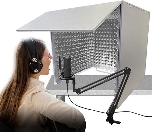 Desktop Soundproof Cover, Decreasing Noise, Portable Recording Booth, Studio Equipment, Microphone Shield for Recording Studio, Podcasts, Singing, and Broadcasting, Easy to As,Blue-80*80*80cm in Saudi Arabia
