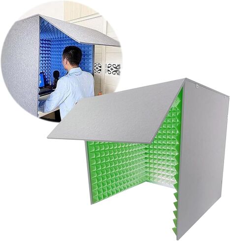 Portable Vocal Recording Booth, Desktop Soundproof Cover, Microphone Isolation Booth Cube, Decreasing Noise, Studio Equipment, Easy to Assemble, Microphone Shield Independent,Green in Saudi Arabia