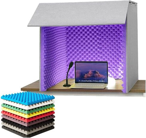 Portable Vocal Recording Booth,Desktop Soundproof Cover,Sound Booth,Desktop Soundproof Cover,self Made Sound Recording Vocal Booth Box,for Studio Desk,Recording Booth,Purple in Saudi Arabia