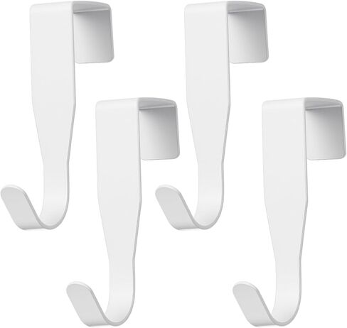 Xindojuz 4 Pack Over Cabinet Door Hook, Carbon Steel Dooor Hanger Hook Over The Cabinets Drawer Hooks for Hanging Towels Clothes Bags Kitchen Cabinet Bathroom Doors, Fits 0.6" Thick Door (White) in Saudi Arabia