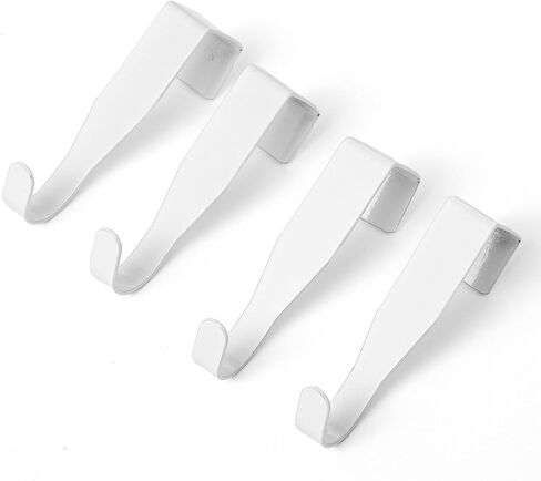 Xindojuz 4 Pack Over Cabinet Door Hook, Carbon Steel Dooor Hanger Hook Over The Cabinets Drawer Hooks for Hanging Towels Clothes Bags Kitchen Cabinet Bathroom Doors, Fits 0.6" Thick Door (White) in Saudi Arabia