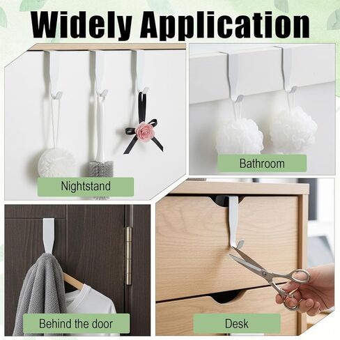 Xindojuz 4 Pack Over Cabinet Door Hook, Carbon Steel Dooor Hanger Hook Over The Cabinets Drawer Hooks for Hanging Towels Clothes Bags Kitchen Cabinet Bathroom Doors, Fits 0.6" Thick Door (White) in Saudi Arabia