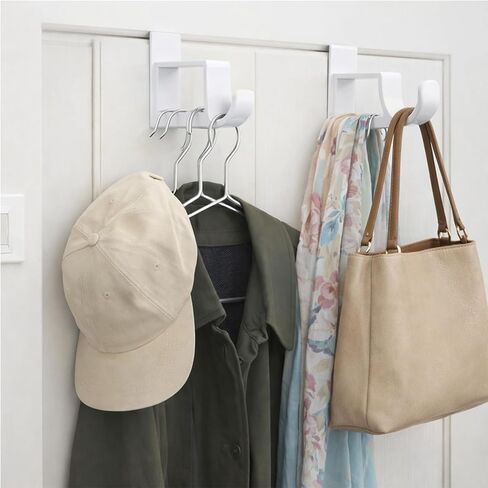Over The Door Hook 2 Pack - White Plastic Single Hanger for Towels, Robes, and Coats - Easy-to-Install Space Saver for Bathroom, Bedroom, and Closet Storage in Saudi Arabia