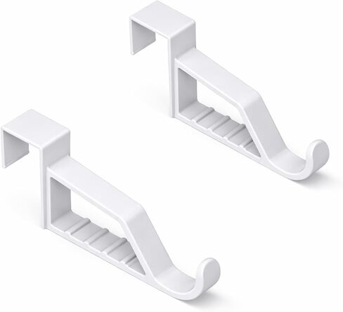 Over The Door Hook 2 Pack - White Plastic Single Hanger for Towels, Robes, and Coats - Easy-to-Install Space Saver for Bathroom, Bedroom, and Closet Storage in Saudi Arabia
