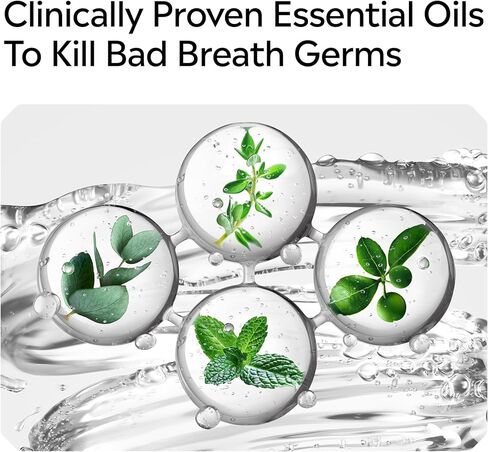 Listerine Extra Mild Alcohol-Free Mouthwash, Oral Rinse Powered by Essential Oils Kills 99.9% of Germs That Cause Bad Breath for A Clean* Mouth, No Added Dyes, Mild Cool Mint Flavor, 1L in Kuwait