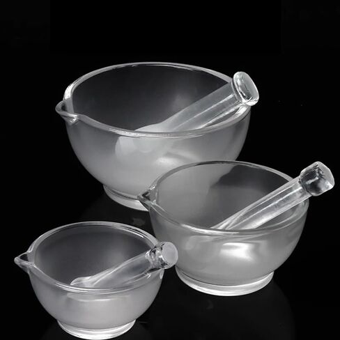 Glass Products Mortar and Pestle Bowl, Mixer and Grinder for Laboratory，I.D 60mm/75mm/90mm/120mm/150mm/180mm(150mm-1set) in Saudi Arabia
