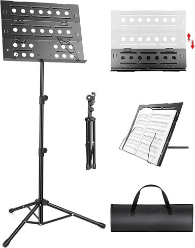 حامل موسيقى النحل الجديد، حامل أوراق موسيقية قابل للطي مع لوحة ثلاثية الطي وحقيبة حمل، حامل كتب معدني قابل للتعديل للارتفاع للجلوس/الوقوف، أداء احترافي والسفر in Kuwait