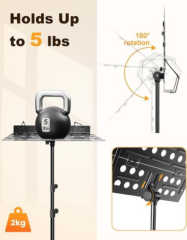 حامل موسيقى النحل الجديد، حامل أوراق موسيقية قابل للطي مع لوحة ثلاثية الطي وحقيبة حمل، حامل كتب معدني قابل للتعديل للارتفاع للجلوس/الوقوف، أداء احترافي والسفر in Kuwait