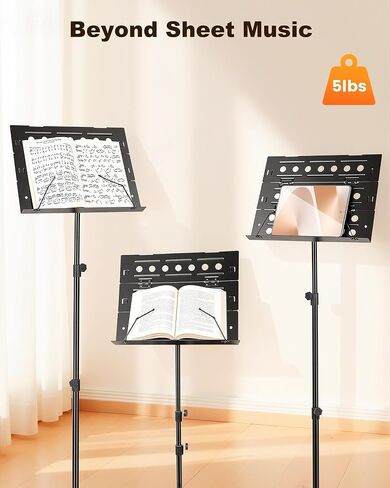 حامل موسيقى النحل الجديد، حامل أوراق موسيقية قابل للطي مع لوحة ثلاثية الطي وحقيبة حمل، حامل كتب معدني قابل للتعديل للارتفاع للجلوس/الوقوف، أداء احترافي والسفر in Kuwait