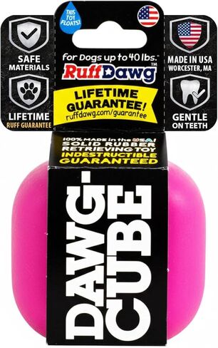 لعبة الكلب دوج كيوب غير القابلة للتدمير من روف دوج - لعبة نطاطة مجنونة، استرجاع، جلب، صنع في الولايات المتحدة الأمريكية، تطفو، مربع 2.5 بوصة، يصل وزنها إلى 40 رطلاً in Kuwait