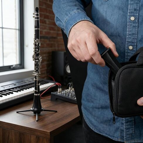 Cecilio Clarinet Stand,Portable Travel Clarinet Holder Instrument Tripod Holder in Kuwait