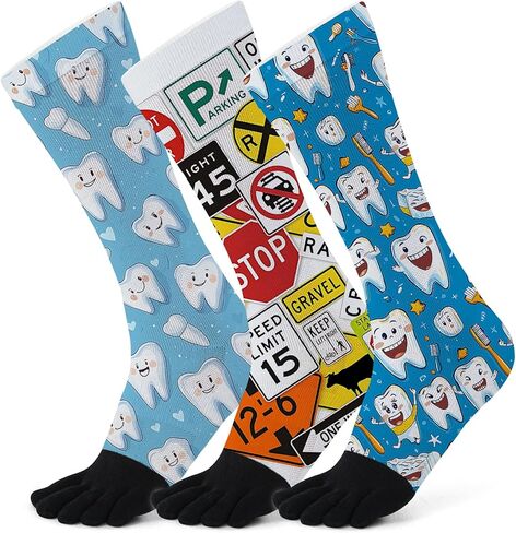 Funny Novelty Five Toe Socks for Men & Women – Dollar Bill Print Crew Socks for Gifts, Holidays & Unique Style, Size M/L in Saudi Arabia