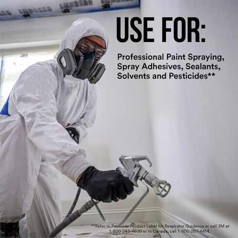 جهاز تنفس 3M P95/OV Paint Project Quick Latch قابل لإعادة الاستخدام 6502QL، حجم متوسط، خرطوشة بخار عضوية معتمدة من NIOSH ومرشحات مصنفة P95، مع صمام تدفق بارد 3M ونظام مزلاج سريع (6502QLPA1-A-PS) in Kuwait