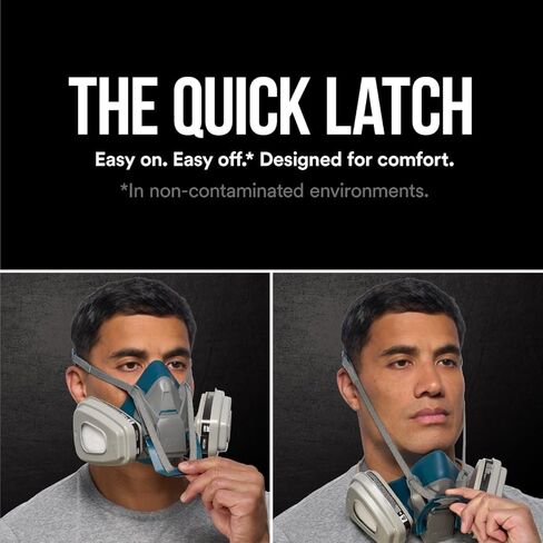 جهاز تنفس 3M P95/OV Paint Project Quick Latch قابل لإعادة الاستخدام 6502QL، حجم متوسط، خرطوشة بخار عضوية معتمدة من NIOSH ومرشحات مصنفة P95، مع صمام تدفق بارد 3M ونظام مزلاج سريع (6502QLPA1-A-PS) in Kuwait